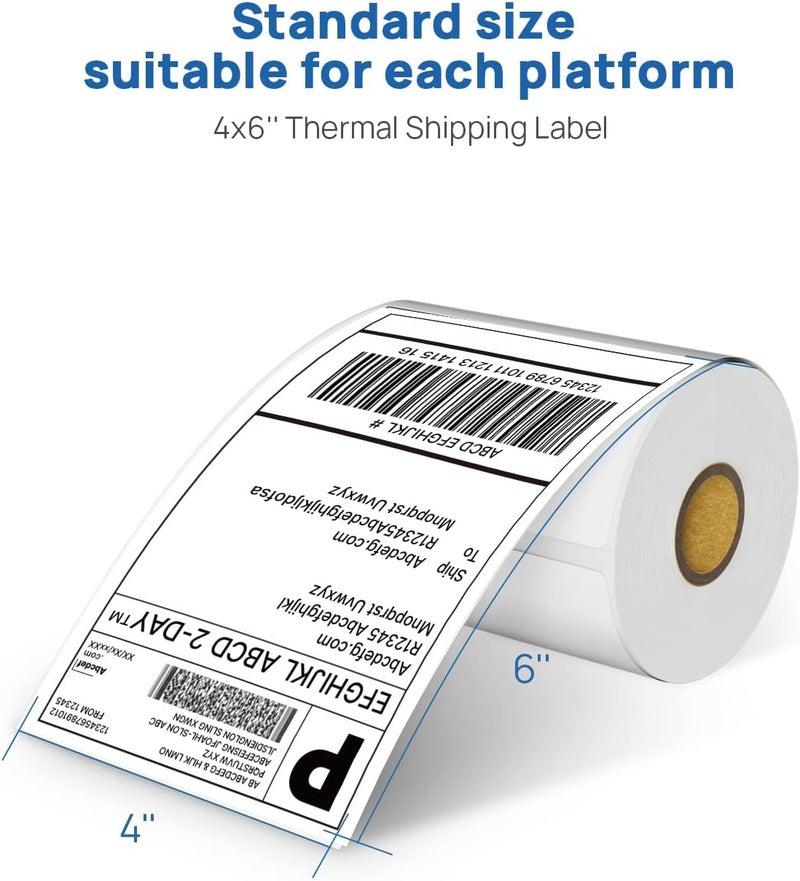 POLONO Genuine 4"x6" Direct Thermal Shipping Label, Perforated Postage Shipping Labels Compatible with PL60, PL70E and PL420 Label Printer, Permanent Adhesive, Commercial Grade, 200 Labels/Roll - Image 2
